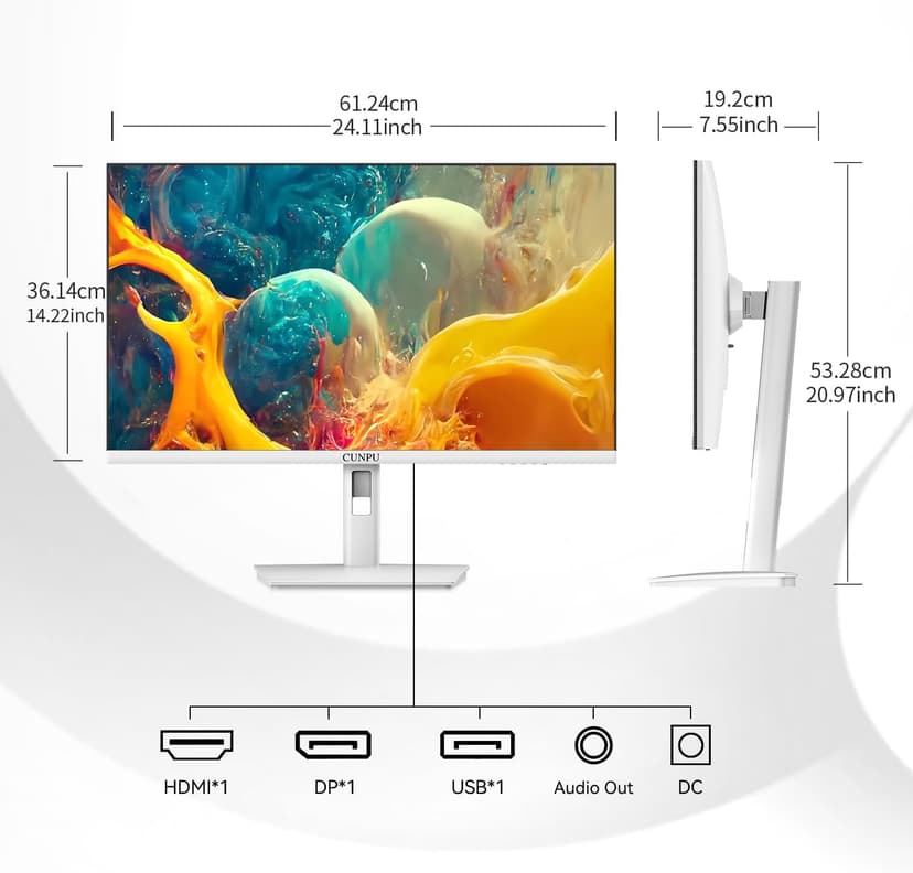 27 Inch 2560x1440p 120Hz White Monitor, IPS Ultra-Thin Bezel Computer Gaming Monitor, 100% sRGB, 16.7M Colors, Adaptive Sync, HDMI/DP, VESA 100x100mm, Eye Care, Tilt Adjustable for Game and Work