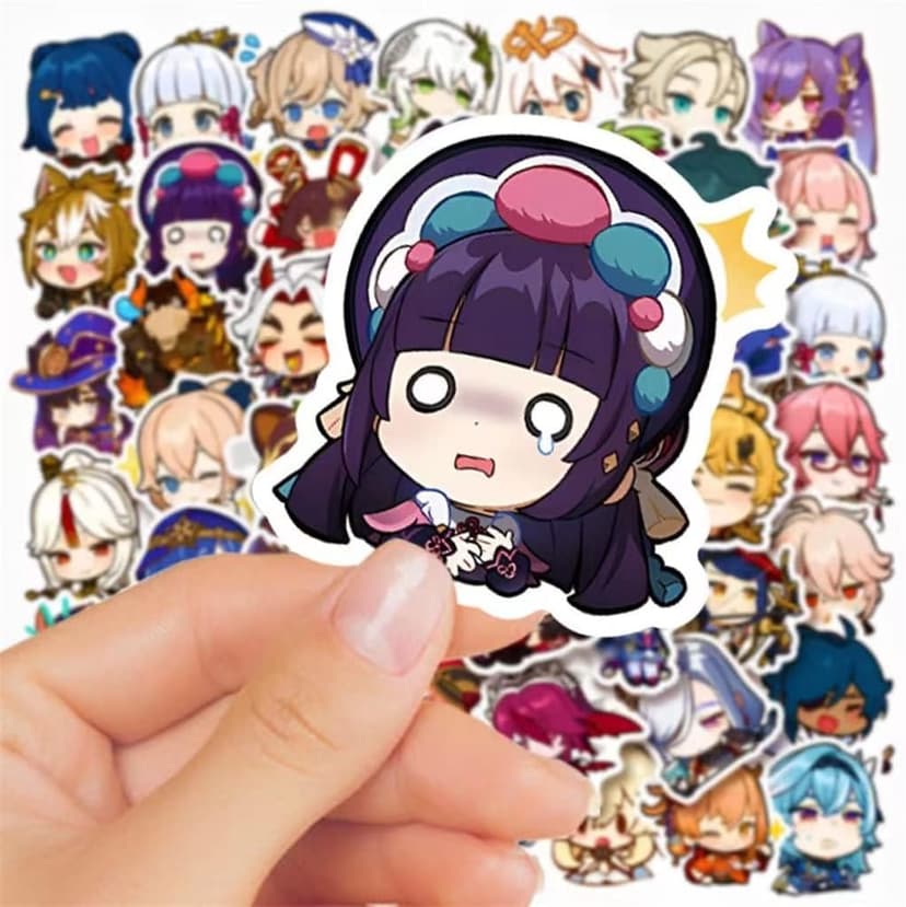 Genshin Impact Stickers Set 50pcs/60pcs/64pcs Cute Stickers for Water Bottles Genshin Impact Merch, Free Keychain (Set 3 (50 pcs))