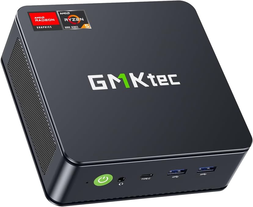 GMKtec Mini PC Ryzen 6600H (Upgraded 6600U), M6 Gaming Desktop Computer Dual NIC LAN 2.5G, AMD R5 6600H (6C/12T up to 4.50Ghz), 32G DDR5 RAM + 1TB PCle SSD, WiFi 6E, USB 4.0, BT 5.2, HDMI