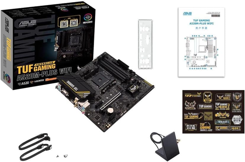 ASUS TUF Gaming A520M-PLUS (WiFi) AMD AM4 (3rd Gen Ryzen™) microATX Motherboard (M.2 Support, 802.11ac Wi-Fi, DisplayPort, HDMI, D-Sub, USB 3.2 Gen 1 Type-A and Aura Addressable Gen 2 headers)