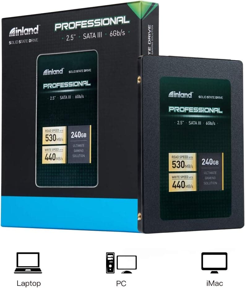 INLAND Professional 3 Pack 240GB SSD 3D NAND SATA III 6Gb/s 2.5" 7mm Internal Solid State Drive (3x240GB)