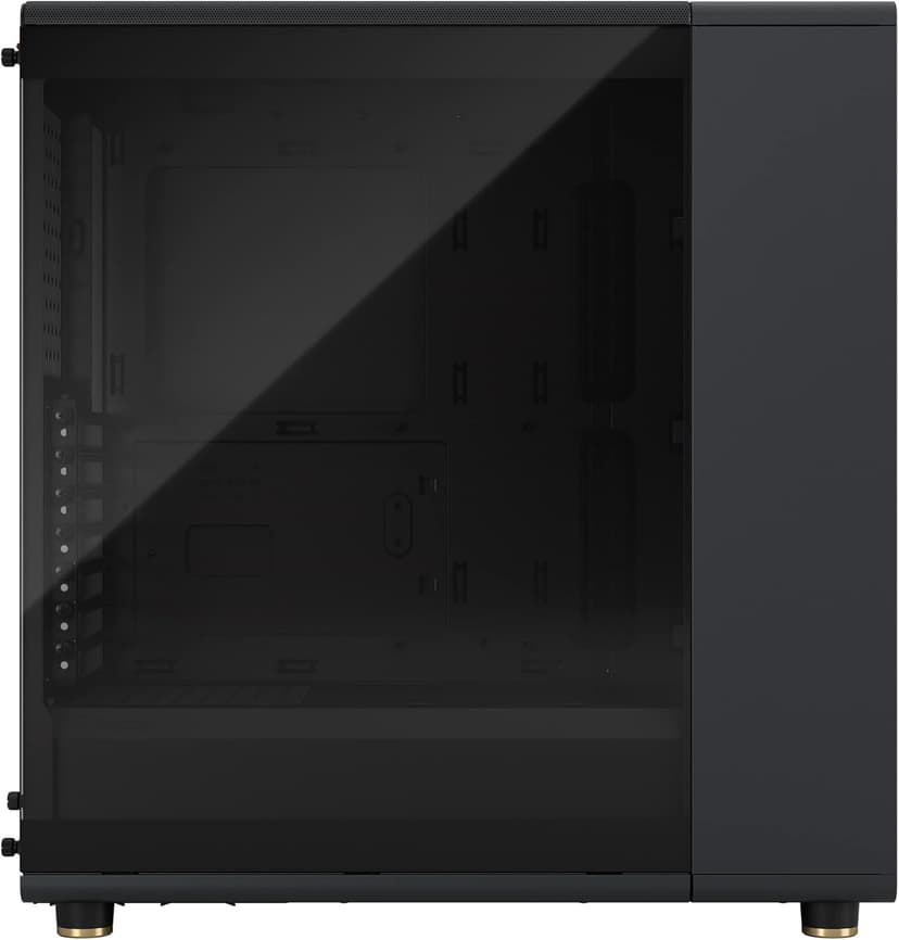Fractal Design North Charcoal Black Tempered Glass Dark - Genuine Walnut Wood Front - Glass Side Panel - Two 140mm Aspect PWM Fans Included - Type C USB - ATX Airflow Mid Tower PC Gaming Case