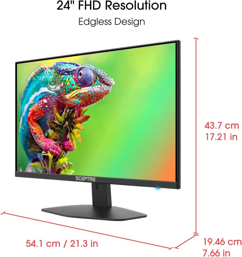 Sceptre New 24-inch Gaming Monitor 100Hz 1ms DisplayPort HDMI x2 100% sRGB AMD FreeSync Build-in Speakers, Eye Care Frameless Machine Black 2024 (E248W-FW100T)