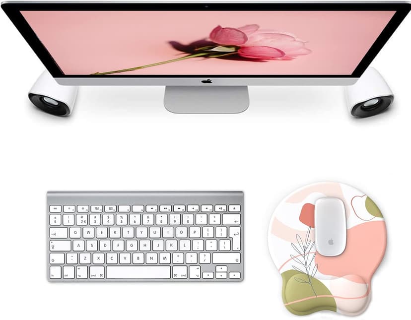 eulps Mouse Pad with Wrist Rest, Comfortable Computer Mousepad with Gel Wrist Support Smooth Surface and Non-Slip PU Base for Pain Relief, Laptop, Office & Home (Rose)