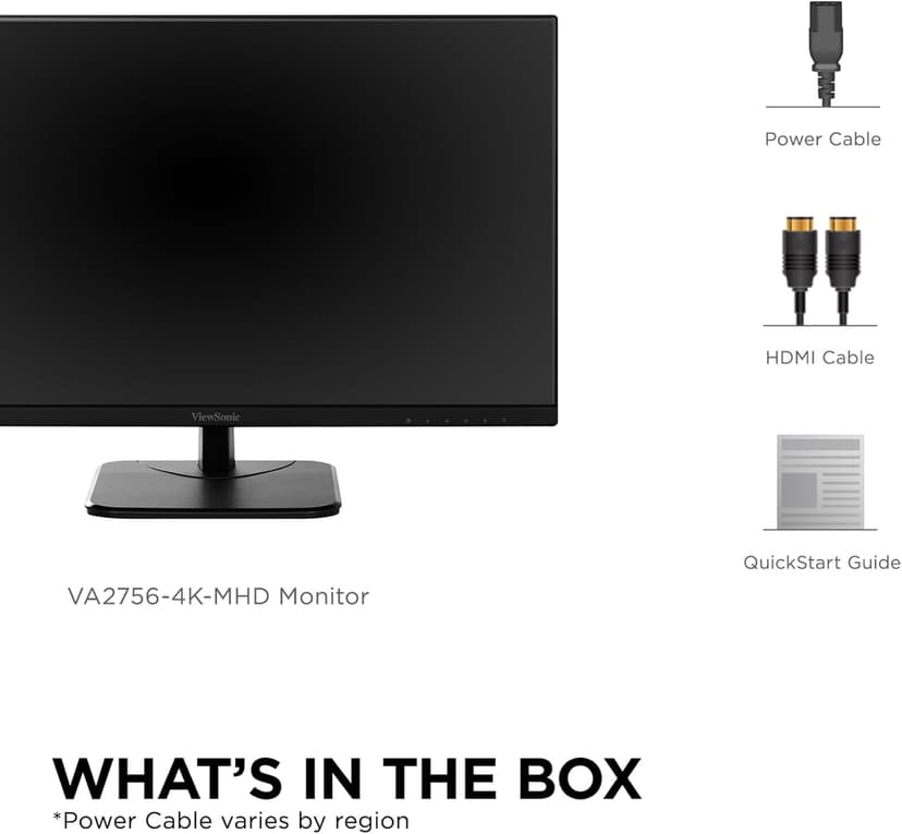 ViewSonic VA2756-4K-MHD 27 Inch IPS 4K Monitor with Ultra-Thin Bezels, HDMI and DisplayPort Inputs for Home and Office