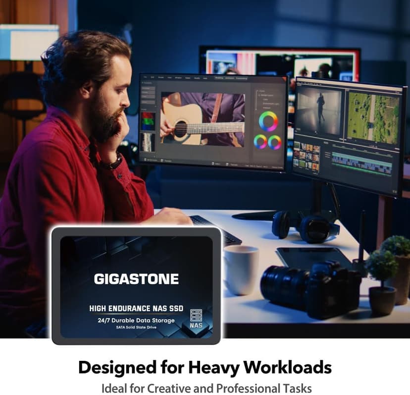 Gigastone 2TB NAS SSD Drive (4-Pack) 24/7 Durable TLC High Endurance RAID Data Storage Network Attached Storage 2.5" SATA Internal Solid State Hard Drives