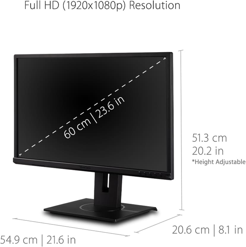 ViewSonic VG2440 24 Inch IPS 1080p Ergonomic Monitor with HDMI, DisplayPort, VGA, USB Inputs for Home and Office