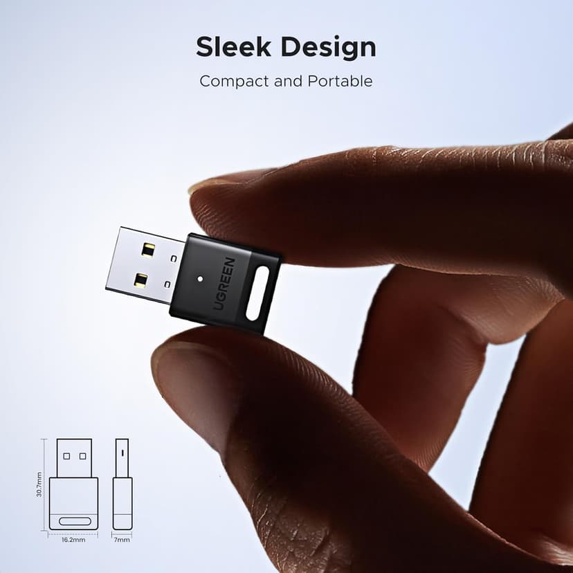 UGREEN USB Bluetooth Adapter, 5.4 Dongle for PC, Plug & Play for Windows 11/10/8.1, Bluetooth Receiver & Transmitter for Keyboard/Mouse/Headphone/Speakers/Printer