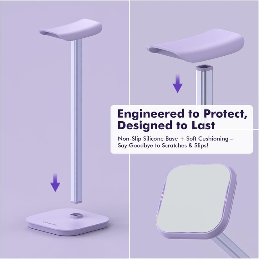 Headphone Stand, Desktop Headset Holder (Purple) Heavy Base Desk Earphone Stand Aluminum Gaming Headset Hanger Rack for AirPods Max, AirPods, AirPods Pro, Beats, Bose