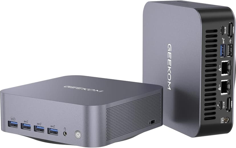GEEKOM GT1 Mega AI Mini PC,14th Intel Ultra U9-185H (Up to 5.1 GHz), 32GB DDR5 2TB M.2 NVMe PCIe Gen4 SSD, Mini Desktop Computers Windows 11 Pro, WiFi 7/BT 5.4/Dual 2.5G LAN/USB4.0/8K/3 Years Warranty