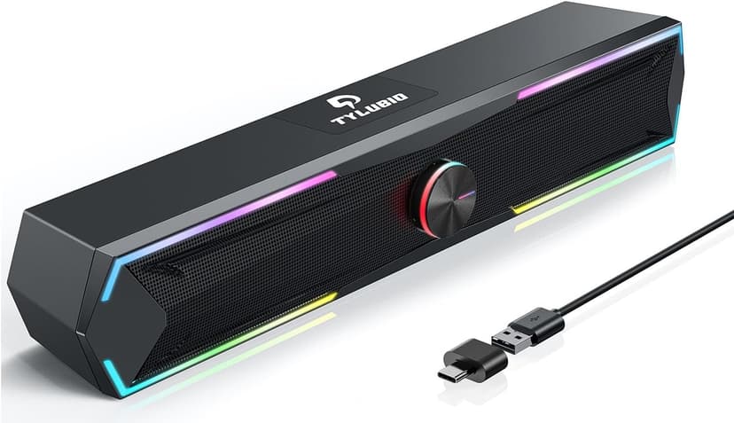 Bluetooth Computer Speakers for Pc Desktop with Clear Sound, Flowing LED Computer Speaker for Desktop Laptop Monitor, Bluetooth & USB Input