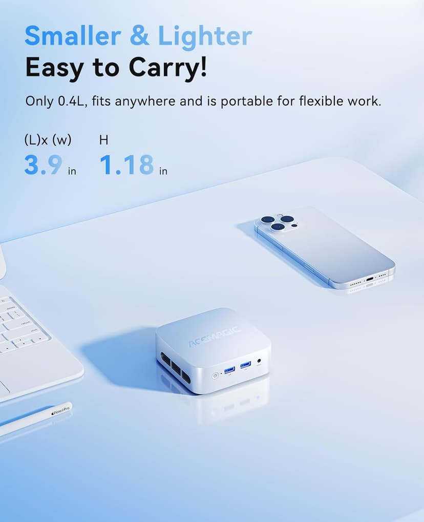 ACEMAGIC Mini Pc Computers, Intel Twin Lake N150(Turbo 3.6GHz), 16GB DDR4 RAM 1TB PCIe M.2 SSD Mini Computer, Vista V1 UHD 4K HDMI DP, Dual WiFi/Bt, Gigabit Ethernet Vesa, Home/Office Micro Pc