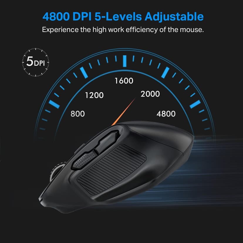 E-YOOSO Large Wireless Mouse for Big Hands, X-31 Cordless Ergo Computer Mouse, 6 Buttons, 5-Level 4800 DPI, 18 Months Battery Life, for Laptop, PC, Chromebook (Black)