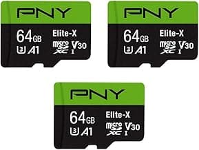 PNY 64GB Elite-X Class 10 U3 V30 microSDXC Flash Memory Card, 3 Count (Pack of 1) - 100MB/s, Class 10, U3, V30, A1, 4K UHD, Full HD, UHS-I, Micro SD