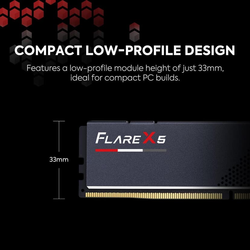 G.SKILL Flare X5 Series (AMD Expo & Intel XMP 3.0) DDR5 RAM 64GB (2X 32GB) 6000MT/s CL36-36-36-96 1.35V Desktop Computer Memory U-DIMM - Matte Black (F5-6000J3636F32GX2-FX5)