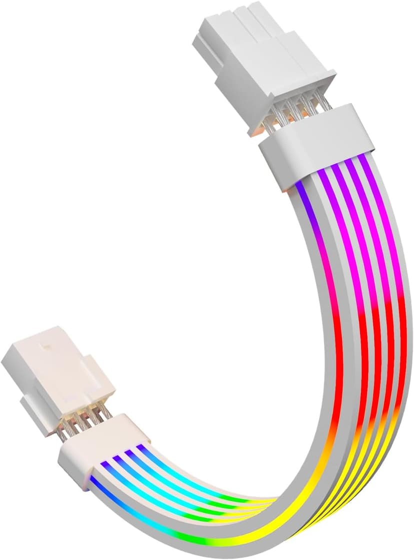 Sirlyr 8 Pin RGB GPU Cable,RGB PSU Cables Extension - Addressable 5V3Pin ARGB PC Case Decor for RTX 3060 4060 4070 Radeon RX 6600 580 Graphics Card Power Supply White