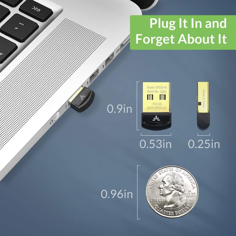 Avantree DG45 USB Bluetooth Adapter Dongle for PC, Computer, Desktop, and Laptop - Compatible with Windows 11/10/8.1/8 Only - Connects Bluetooth Headphones, Speakers, Keyboards, Mice, and Printers