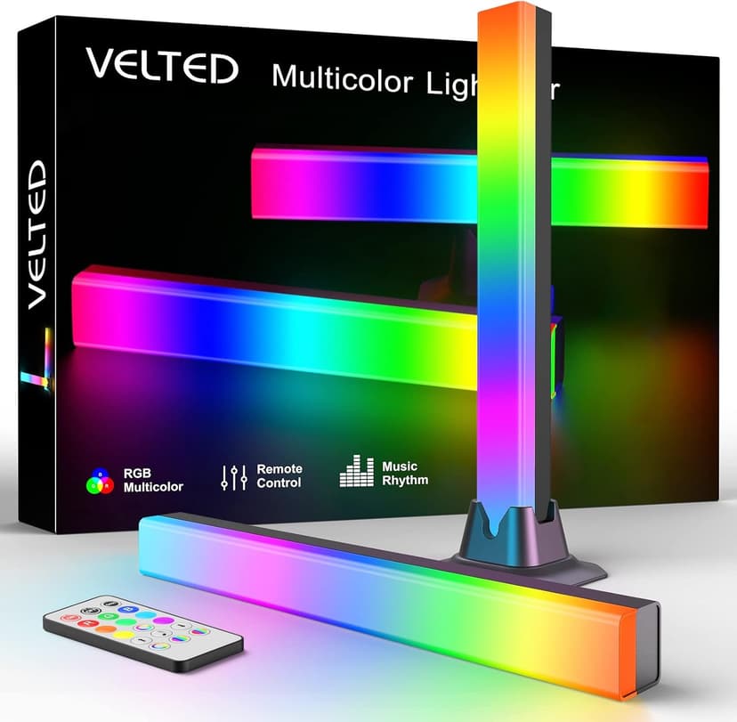 RGB Light Bar, Music Sync RGB IC LED Lights Bars, USB Powered Ambient Lighting, Remote Control Color Changing Gaming TV Backlight, 8 Dynamic Modes for PC Room Monitor Desk