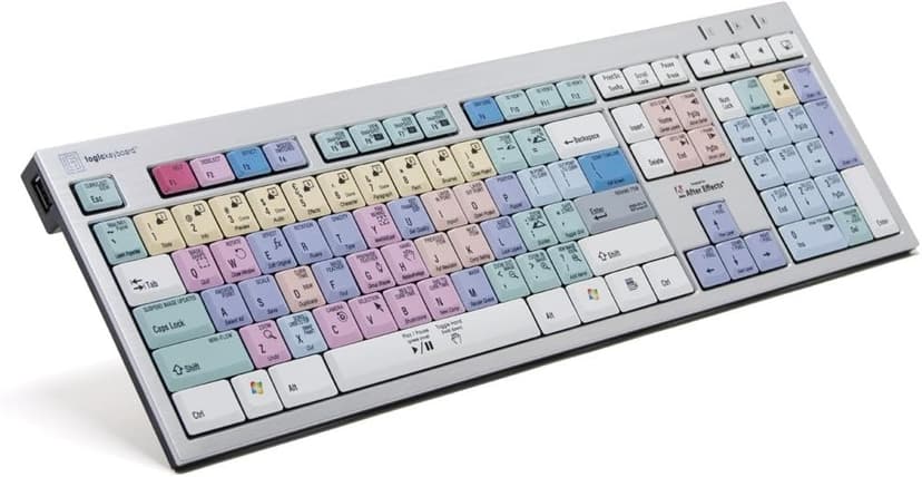 Logickeyboard Adobe After Effects CS4 Slim Line PC Keyboard, Color Coded Keyboard, Dual USB 2.0 Ports