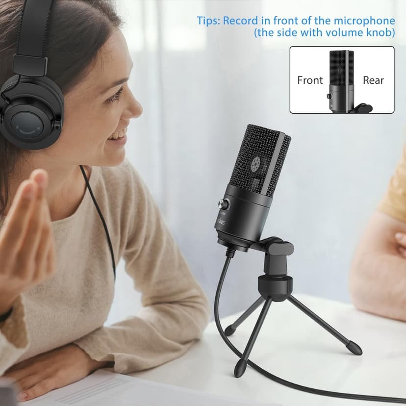 FIFINE USB Microphone, Metal Condenser Recording Microphone for MAC OS, Windows, Cardioid Laptop Mic for Recording Vocals, Voice Overs, Streaming, Meeting and YouTube Videos-K669B
