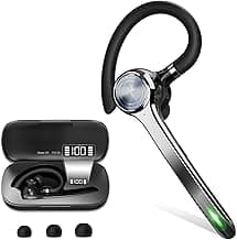 Bluetooth Headset, Wireless Bluetooth Earpiece with 500mAh Charging Case 72 Hours Talking Time Built-in Microphone for iOS Android Cell Phone, V5.1 Hand-Free Headphones for Trucker, Office
