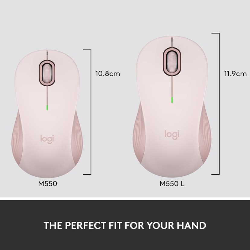 Logitech Signature M550 Wireless Mouse - for Small to Medium Sized Hands, 2-Year Battery, Silent Clicks, Customizable Side Buttons, Bluetooth, Multi-Device Compatibility - Rose