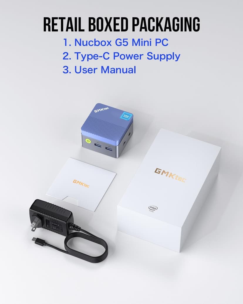 GMKtec Mini PC, G5 Micro Desktop Computer, 12th Gen Intel Alder Lake N97 (up to 3.60GHz) 12GB DDR5 256GB Hard Drive for Business, School, Office Sky Blue