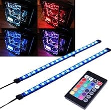RGB LED Strip Computer Lighting via Magnet with Controller for Desktop Computer Case Mid Tower Full Tower (24Key Remote,2PK,30CM,R Series)