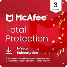 McAfee Total Protection 3-Device 2025 | Security Software Includes Antivirus, Secure VPN, Scam Protection, Identity Monitoring | 1-Year Subscription with Auto-Renewal | Download