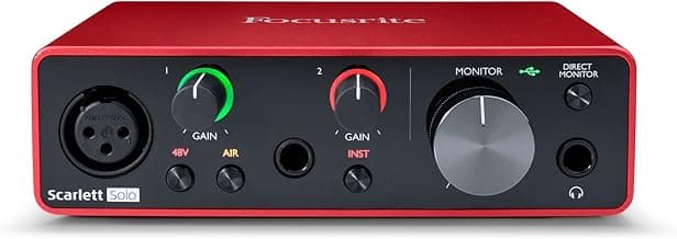 Focusrite Scarlett Solo 3rd Gen USB Audio Interface, for the Guitarist, Vocalist, Podcaster or Producer ? High-Fidelity, Studio Quality Recording, and All the Software You Need to Record