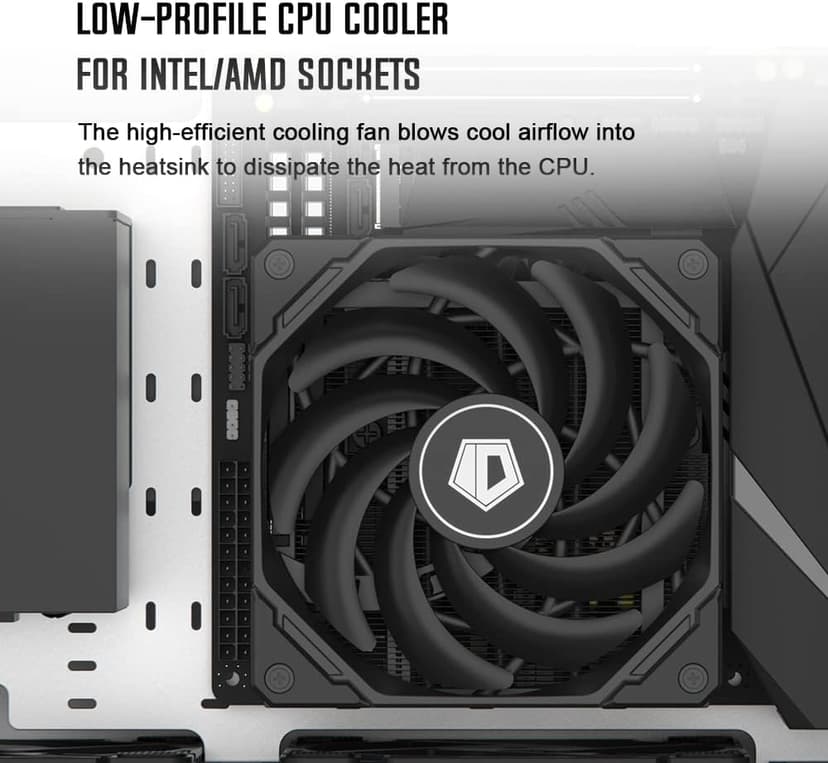 ID-COOLING IS-55 Black CPU Cooler Low Profile 55mm Height CPU Air Cooler 5 Heatpipes 120x120x15mm Slim Fan, CPU Fan for Intel LGA1851/1700/115X/1200; AMD AM4/AM5