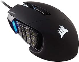 Corsair SCIMITAR RGB ELITE Gaming Mouse For MOBA, MMO - 18,000 DPI - 17 Progammable Buttons - iCUE Compatible - Black