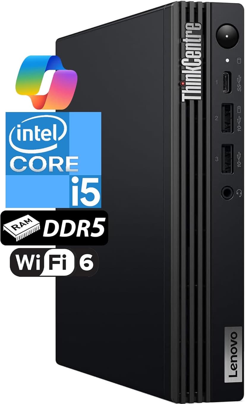 Lenovo ThinkCentre Tiny M70q Gen 5 Intel 14-Core i5-14500T (Beat i7-13700T), 16GB DDR5 RAM, 512GB NVMe, WiFi 6E, Bluetooth, RJ-45, DP Port, HDMI, W11P, Business Desktop
