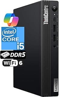 Lenovo ThinkCentre Tiny M70q Gen 5 Intel 14-Core i5-14500T (Beat i7-13700T), 16GB DDR5 RAM, 512GB NVMe, WiFi 6E, Bluetooth, RJ-45, DP Port, HDMI, W11P, Business Desktop