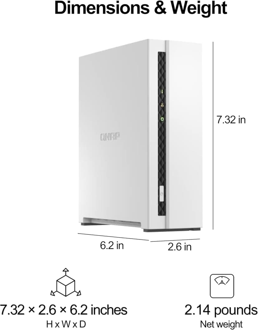 QNAP TS-133-US 1 Bay Affordable Desktop NAS with ARM Cortex-A55 Quad-core Processor and 2 GB DDR4 RAM (Diskless)