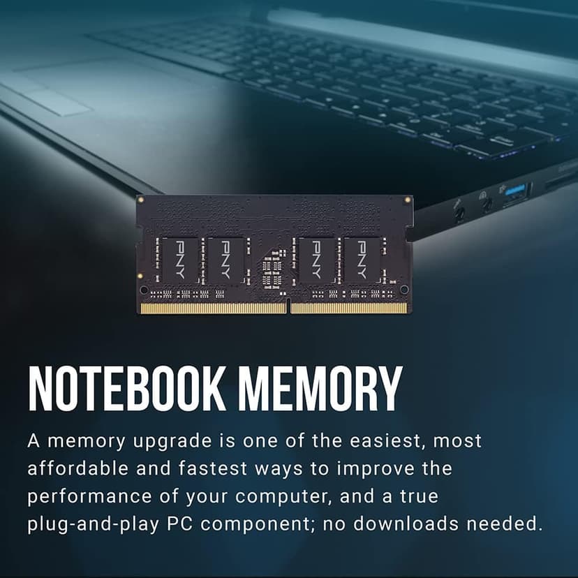 PNY Performance 16GB (2x8GB) DDR4 DRAM 3200MHz (PC4-25600) CL22 (Compatible with 2933MHz, 2666MHz, 2400MHz or 2133MHz) 1.2V Notebook/Laptop (SODIMM) Computer Memory Kit – MN16GK2D43200-TB