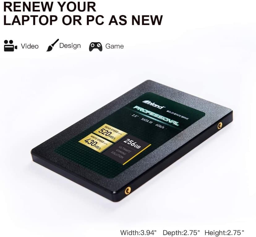 INLAND Professional 256GB SSD 3D TLC NAND SATA III 6Gb/s 2.5" SATA Internal Solid State Drive, Upgrade Laptop PC and Desktops (5 Pack)