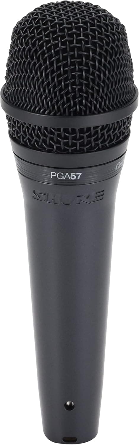 Shure PGA57 Dynamic Microphone - Professional Quality Instrument Mic with Cardioid Pick-up Pattern, 3-in XLR Connector, 15' XLR-to-XLR Cable, Stand Adapter and Zipper Pouch, (PGA57-XLR)