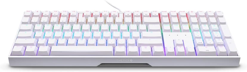 Cherry MX 3.0 S Wired Mechanical Gaming Keyboard. Aluminum Housing Built for Gamers w/MX Red Silent Switches. RGB Backlit Display Over 16m Colors. from The Makers of MX. Full Size. Pure White.