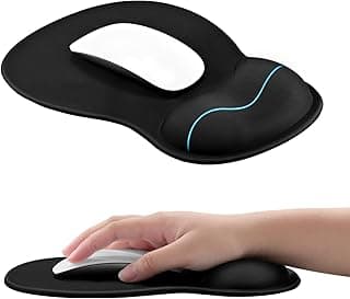 EooCoo Ergonomic Mouse Pad with Gel Wrist Rest Support Middle Concave Design, Relieve Wrist Pain Mousepad, Non-Slip Base for Laptop, Computer, Office Desk Accessories, Carpal Tunnel Syndrome