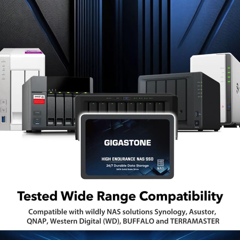 Gigastone 2TB NAS SSD Drive (4-Pack) 24/7 Durable TLC High Endurance RAID Data Storage Network Attached Storage 2.5" SATA Internal Solid State Hard Drives