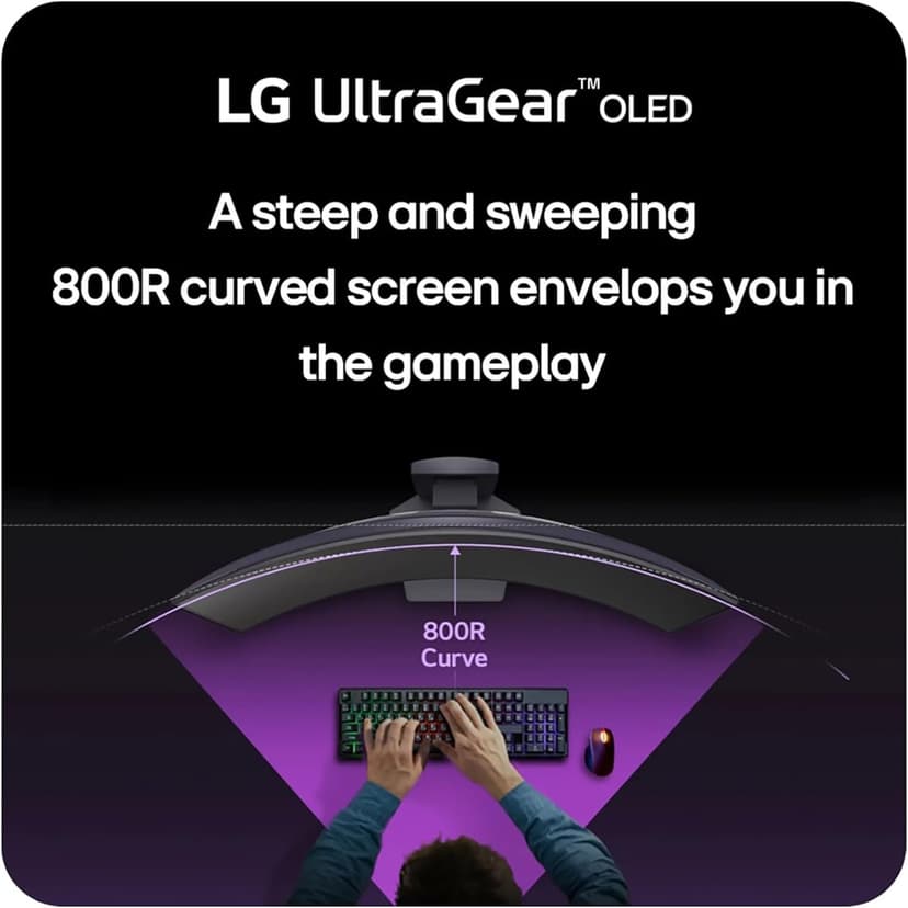 LG 39" Ultragear OLED Curved Gaming Monitor - WQHD 240Hz, 0.03ms, NVIDIA G-Sync Compatible, 800R Curvature, USB Type-C, DisplayHDR True Black 400