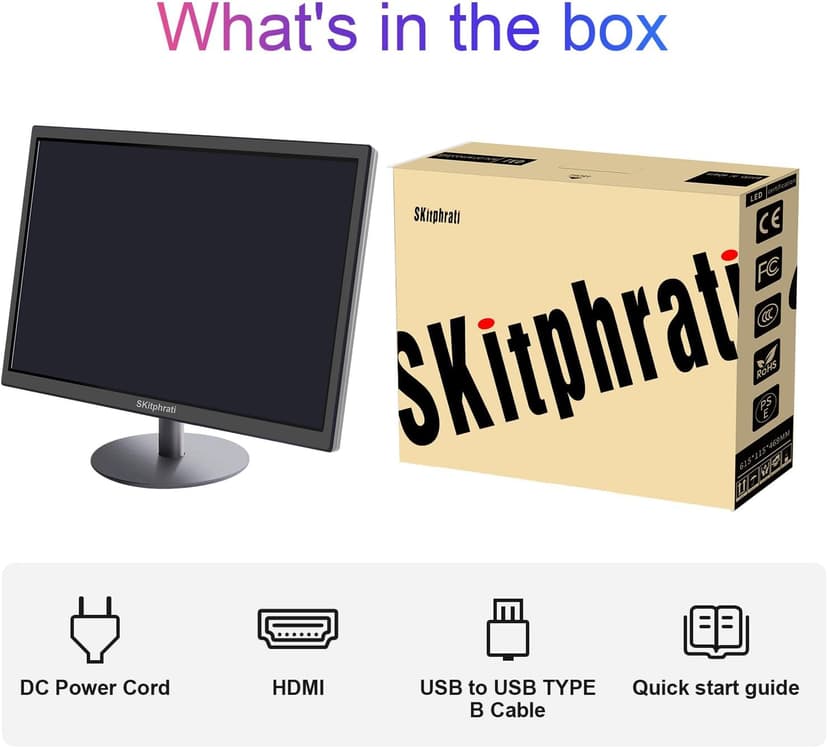 18.5 Inch Touchscreen Monitor HD 1366x768, VESA Wall Mountable, 10-Points Computer Touch Screen PC Display with Type-B HDMI VGA Port, 75Hz Desktop Touch Display, Black