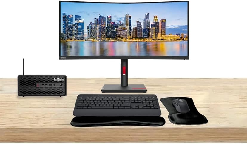Lenovo ThinkStation P3 SFF i7, 64GB RAM, 1TB SSD, Windows 11 Pro, RTX A2000 12GB Bundled with ThinkVision T34w 34” Curved 2K UWQHD, MK650 Wireless Keyboard & Mouse, Gel Mouse & Wrist Pad