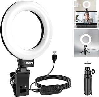 NEEWER Basic 5" Ring Light for Video Conference Lighting, Clip on Light Kit with Desk Tripod Stand for Monitor Laptop Computer Zoom Call Live Streaming Remote Working Learning Video Recording, BR60