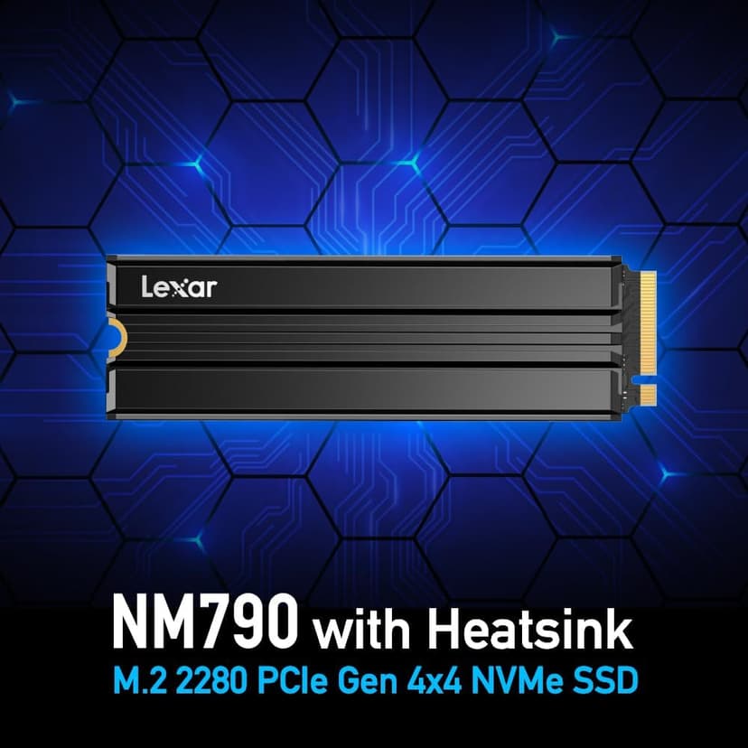 Lexar 1TB NM790 SSD with Heatsink PCIe Gen4 NVMe M.2 2280 Internal Solid State Drive, Up to 7400/6500 MB/s Read/Write, Compatible with PS5, for Gamers and Creators, Black (LNM790X001T-RN9NU)