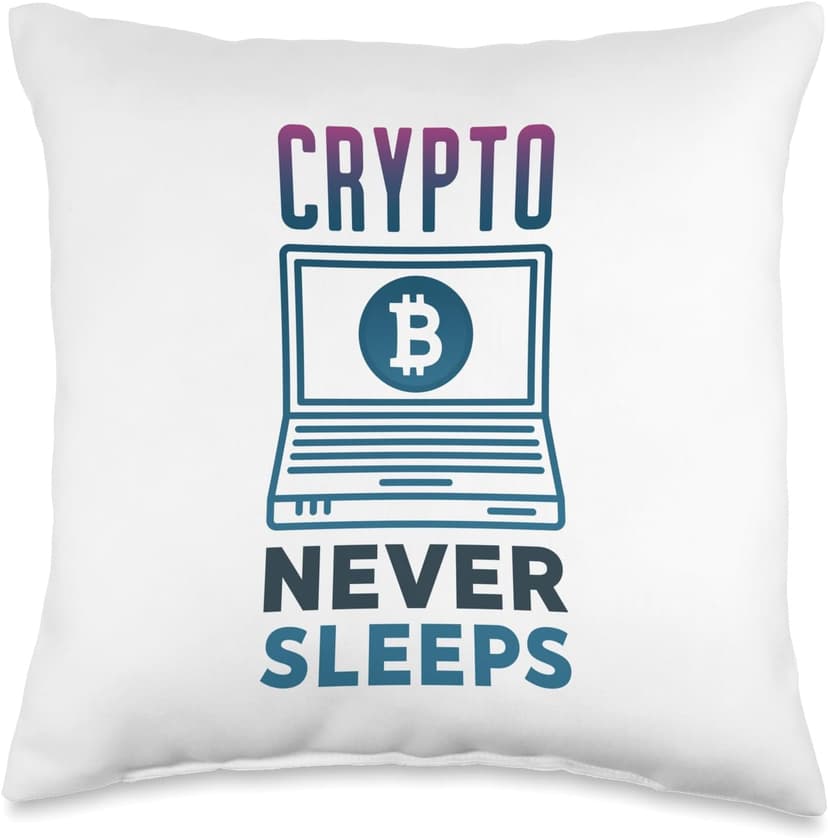 Crypto Never Sleeps - Crypto Trader Cryptocurrency Laptop Throw Pillow