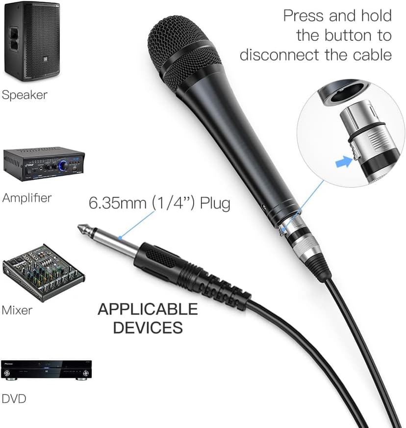 Fifine Karaoke Microphone, Dynamic Vocal Microphone for Speaker, 6.35MM Wired Handheld Mic with On and Off Switch and14.8ft Detachable Cable-K6