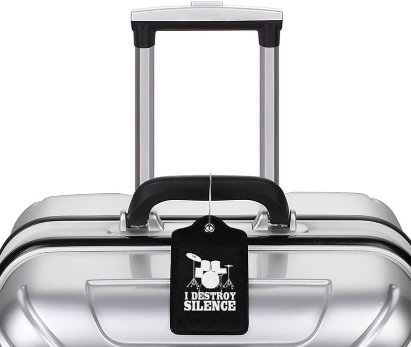 I Destroy Silence Drums Luggage Tag with Name Id Labels Stainless Steel Loop Luggage Tag, for Suitcase Travel Bag 1 PC