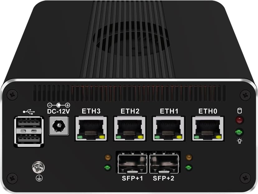 Micro Firewall Appliance 10GbE Mini PC with SFP+, Intel Alder Lake N100 (4C/4T) 4xIntel I226-V 2.5GbE 2*Intel 82599ES 10GbE Firewall LTE Router Support AES-NI 8GB DDR5 128GB NVMe SSD
